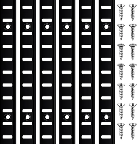 Yaocom 6 piezas de 36 pulgadas para estantes de metal para montaje en mortaja, tiras de pilastra ajustables para sistema de estantería de pared,
