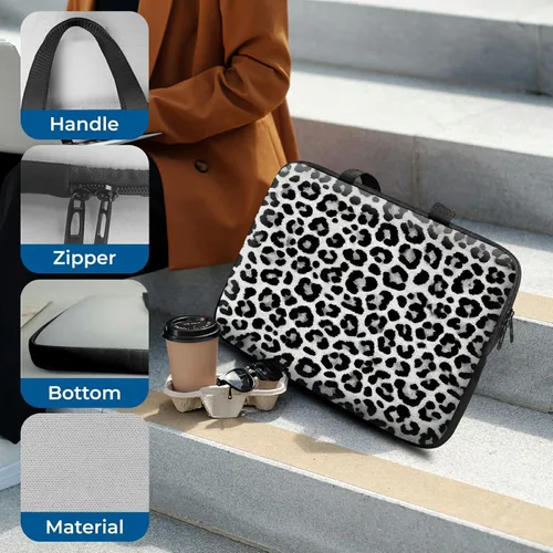 Miniatura 5 de Funda para laptop con asa de 17 pulgadas, impermeable, diseño de leopardo, compatible con MacBook Air, Pro, HP, Dell, Lenovo, ASUS
