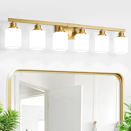 Miniatura 15 de Juego de 2 apliques de pared para baño, lámpara de tocador de baño negra, apliques de pared modernos para interiores con vidrio esmerilado cuadrado