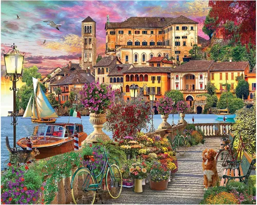 White Mountain Rompecabezas de 1000 piezas de paisaje escénico de Italia con piezas grandes para adultos y familia de 24 x 30 pulgadas - Paseo