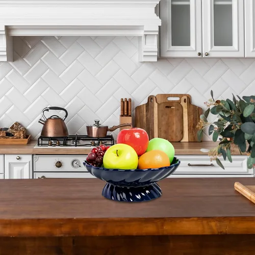 Miniatura 2 de Cuenco de frutas de cerámica de 9.5 pulgadas, plato decorativo para servir, bandeja de frutas o cesta de frutas para encimeras de cocina, granjas