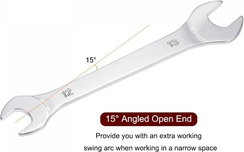 Miniatura 3 de uxcell Llave fina de extremo abierto, espejo métrico de 0.472 in x 0.512 in, acero de alto carbono, para mantenimiento doméstico y reparaciones