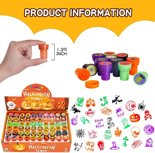 Miniatura 2 de 120 sellos de Halloween para niños a granel, juguetes autoentintados para fiesta de truco o trato, varios sellos de calabaza, fantasma, araña