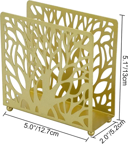 Miniatura 2 de Servilletero para mesa, soporte de servilletas de papel de metal dorado para facturas de correo de papel, adecuado para el hogar, restaurante