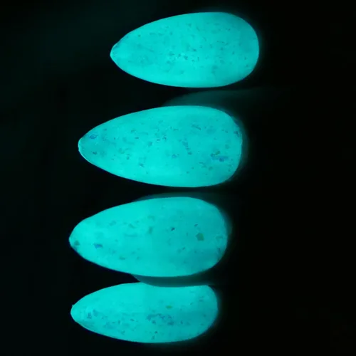 Miniatura 2 de Polvo de inmersión de uñas transparente que brilla en la oscuridad mezclado con polvo de capa superior de escamas de ópalo camaleón que cambia