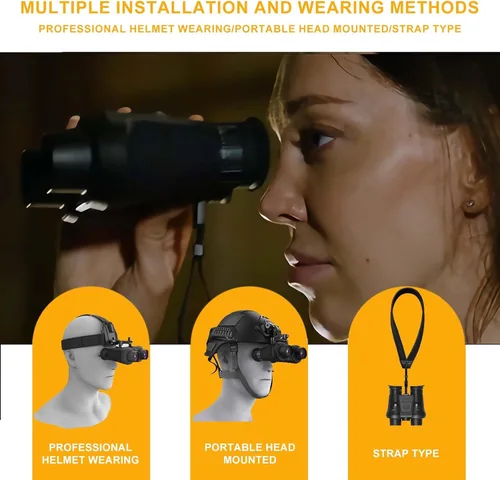 Miniatura 7 de Gafas de visión nocturna y prismáticos montados en la cabeza 3D VR para adultos, visión nocturna digital infrarroja recargable con correa