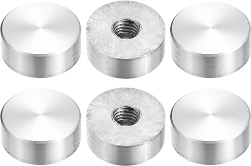 Miniatura 52 de uxcell M6 Rosca 0.787 in de diámetro de forma redonda de aluminio disco hardware 1pcs, aluminio círculo disco vidrio adaptador superior para mesa
