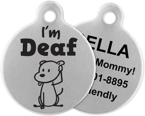 Miniatura 6 de If It Barks - Etiquetas de identificación de mascotas grabadas para perros - Etiquetas de identificación personalizadas de acero inoxidable - Estoy