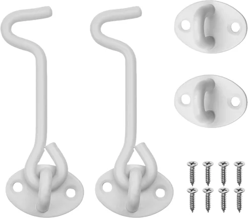 Miniatura 9 de Kare & Kind Gancho y ojo pestillo (10 cm) - con tornillos de montaje - Cerraduras resistentes para puerta, portones, graneros, baños, cabañas