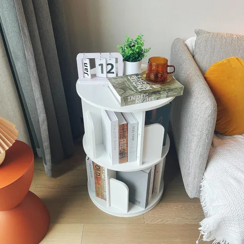 Miniatura 3 de Estantería de madera giratoria Heehee 360 Display, estante de pie con almacenamiento para niños y adultos, organizador multifuncional (blanco