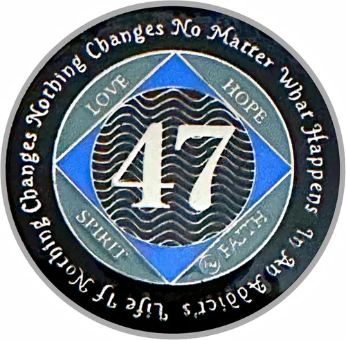 Miniatura 4 de (Años 1-55) NA Medallón de 7 años, plata, chapado en color azul, narcóticos cubiertos de epoxi Moneda anónima (NA 7 años medallón)