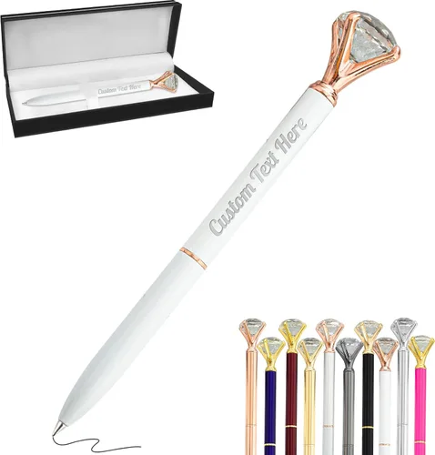 Miniatura 65 de Aolun 10 bolígrafos de diamantes con cristal personalizados a granel, bolígrafo de metal personalizado con nombre grabado, regalos de texto