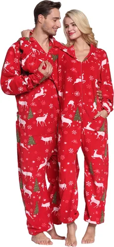 Miniatura 6 de Pijama enterizo de una pieza para mujer y hombre con capucha y forro polar