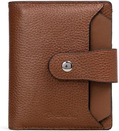 Miniatura 10 de BOSTANTEN Cartera de piel para mujer, con bloqueo RFID, pequeña, plegable, con bolsillo con cremallera, tarjetero, con ventana de identificación