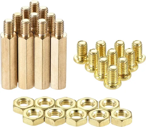 Miniatura 12 de uxcell M4 - Espaciador hexagonal de latón de 0.669 in+0.236 in macho-hembra, kit de tuercas roscadas para placa base PCB, placa de circuito