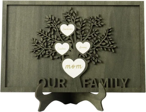 Miniatura 11 de Regalos para mamá, marco de árbol genealógico personalizado, placas de madera, recuerdos de genealogía, decoración del día de la madre, día del EL