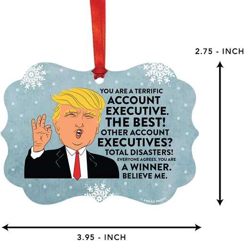 Miniatura 5 de Andaz Press Presidente Donald Trump Fancy Frame Recuerdo Adorno de Navidad Regalo de broma Ejecutivo de Cuenta, 1 paquete, Divertidas Ideas