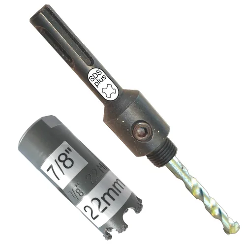 Miniatura 19 de Sierra de agujero HSS con mandril piloto de 2 piezas de alta velocidad para perforar madera y acero, broca de 1/4" de diámetro y eje, broca piloto