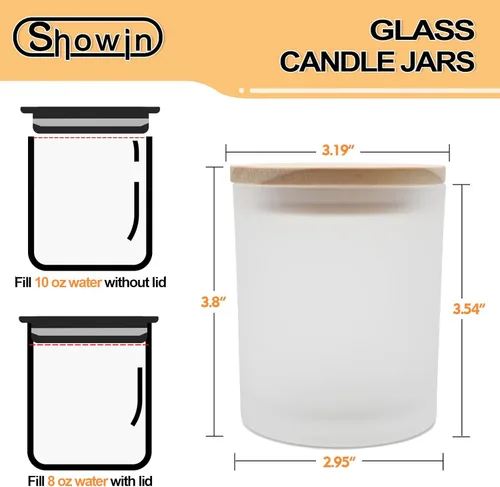 Miniatura 3 de SHOWIN Tarros de vela gruesos de 10 onzas para hacer velas, 15 unidades, frascos vacíos con tapas de madera para hacer velas, recipiente de muestra