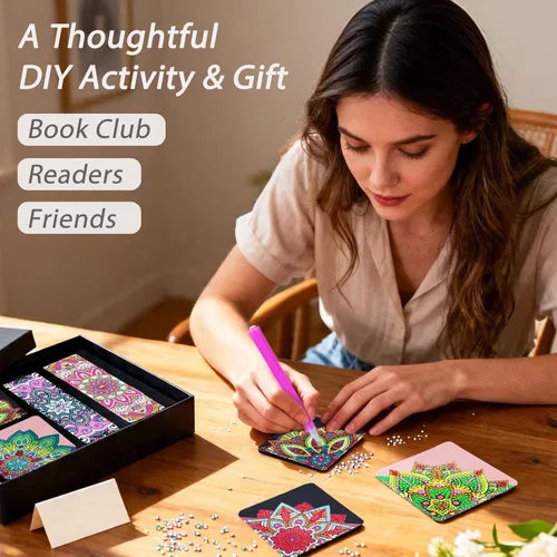 Miniatura 3 de Juego de 8 marcapáginas de esquina con diamantes para adultos, pintura por puntos, para manualidades, gema pequeña Dotz, regalos para mamá, regalos