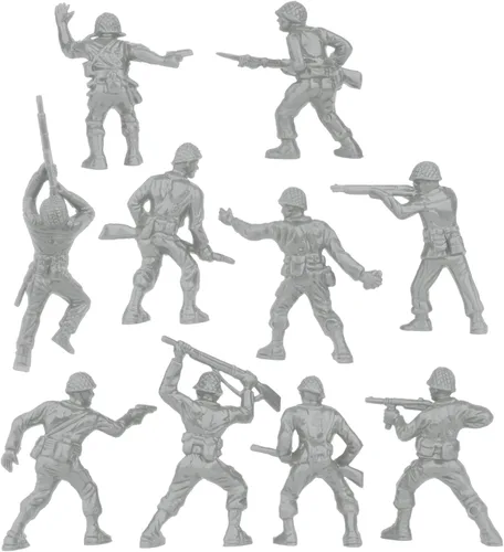 Miniatura 5 de BMC Classic Soldados de plástico del ejército – 40 piezas de soldados grises de la Segunda Guerra Mundial – Fabricado en EE. UU