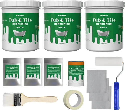 Miniatura 9 de Kit de reacabado de azulejos y bañera NADAMOO, blanco, sin herramientas, 500g/17 oz de emulsión y 10g de endurecedor