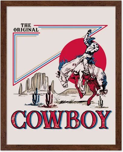 Miniatura 10 de Poster Master Póster de Rodeo marrón – Estampado retro de vaquero sobre caballo – Arte de vaquero – Arte occidental – Arte del salvaje oeste