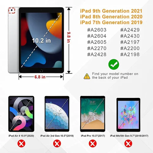 Miniatura 2 de SIBEITU Funda compatible con iPad de 9ª/8ª/7ª generación con protector de pantalla para bolígrafo, funda para iPad de 10.2 pulgadas, funda