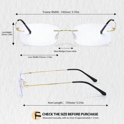 Miniatura 6 de IGnaef Gafas rectangulares sin montura con bloqueo de luz azul para mujer, a la moda, sin receta, para oficina, sin marco, sin marco BL1230