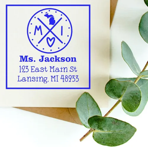 Miniatura 85 de Sello entintado moderno con nombre y dirección del estado de Alabama – Sello de dirección de devolución personalizado para invitaciones de despedida