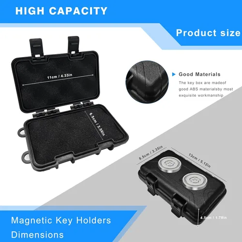 Miniatura 2 de Portallaves Magnético Debajo del Automóvil, Caja Magnética Impermeable para Llaves, Oculta una Llave en el Exterior con 2 Imanes Fuertes, Escondite