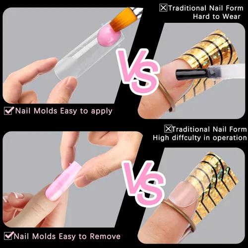 Miniatura 4 de 120 piezas de gel de extensión de polietileno con formas de uñas dobles con constructor de escamas para uñas de gel de manicura, diseño artístico