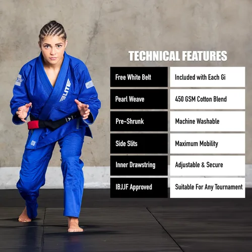 Miniatura 6 de Elite Sports Ultra ligero BJJ GI para mujer - IBJJF Jiu-Jitsu GI para niñas y mujeres (consulte la guía especial de tallas)