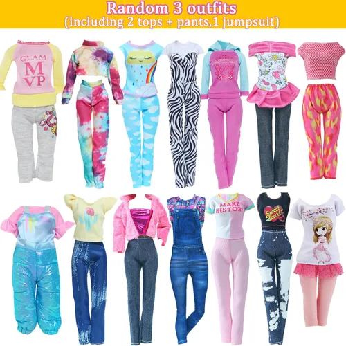 Miniatura 4 de 60 piezas de ropa y accesorios para muñecas, vestidos de boda, tops diarios, pantalones, trajes de baño, bikini, 10 minivestidos, faldas, perchas