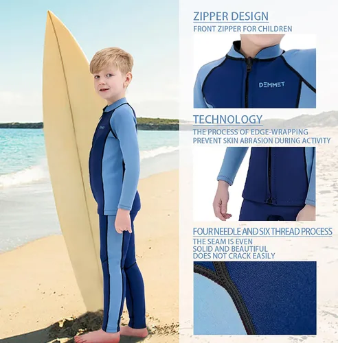 Miniatura 4 de Traje de neopreno para niños, chaqueta superior de neopreno de 0.059 in/0.118 in para niños, manga larga, camisa de neopreno para niños y niñas