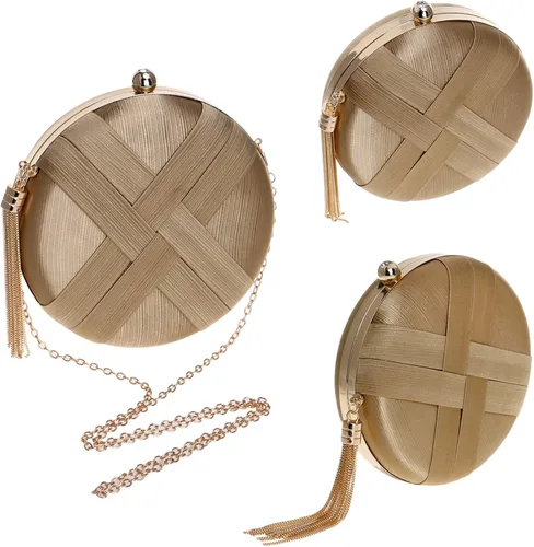 Miniatura 5 de CUCTACBCT Satin Round Clutch Purses for Women Evening Bags Wedding Party Purse Bridal Night Out Handbags