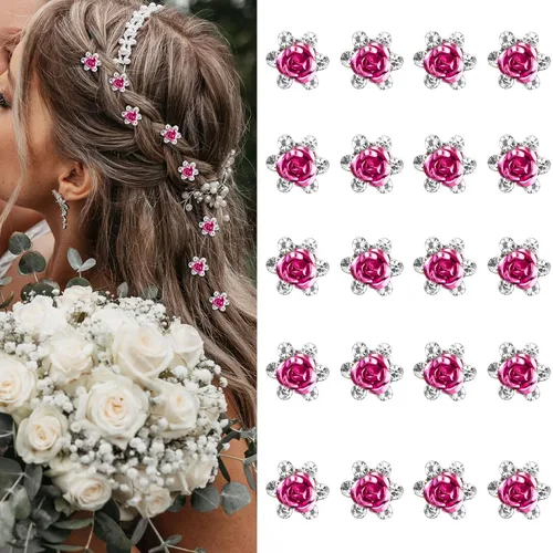 Miniatura 10 de YISSION 20 pinzas para el cabello con diseño de rosas azules, lindas horquillas para el pelo con diamantes de imitación, pequeñas pinzas decorativas