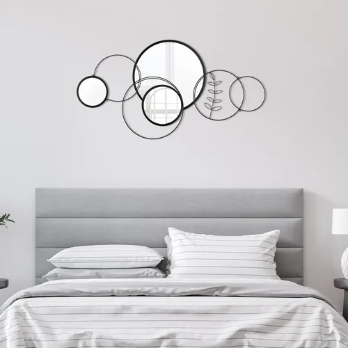 Miniatura 7 de Hicarer Juego de 4 piezas de decoración de espejo de pared redondo moderno de 41.34 x 17.72 pulgadas, espejos superpuestos de metal para decoración