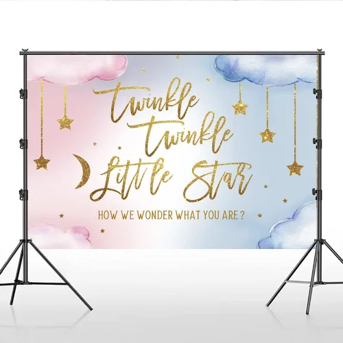 Miniatura 8 de Lofaris Twinkle Twinkle Little Star - Telón de fondo para revelación de género para niño o niña, rosa o azul, con texto en inglés «How We Wonder