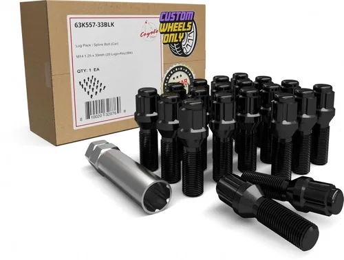 Miniatura 7 de Wheel Accessories Parts Juego de 20 pernos de orejeta M14 x 1.25 rosca Bellota para asiento con acabado negro, longitud de vástago de 0.99 pulgadas