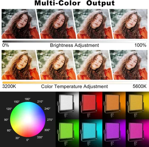 Miniatura 5 de GVM Luces de video RGB con control de aplicación, kit de iluminación de video de estudio a todo color de 50 W, luces de video LED para iluminación
