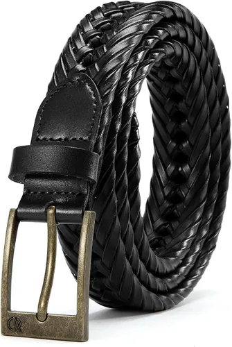 Miniatura 11 de CHAOREN Cinturones trenzados de cuero para hombre, cinturón de cuero tejido casual de 1 1/8 pulgadas para pantalón de vestir