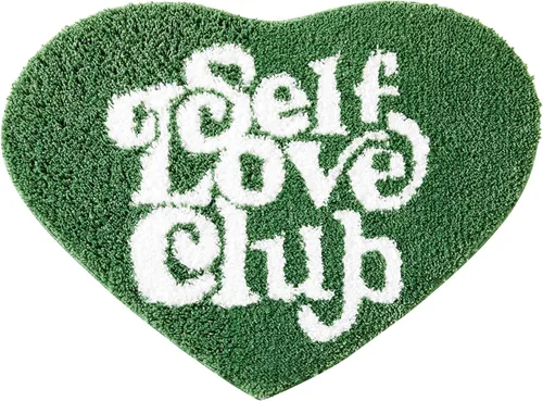 Miniatura 9 de Alfombra de baño verde bonita y divertida para dormitorio, baño, SELF Love Club de felpa moderna y genial decoración de San Valentín, regalo
