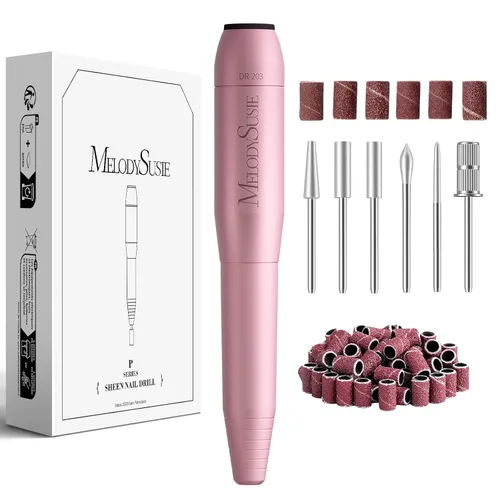 Miniatura 13 de MelodySusie - Kit de torno eléctrico PC120I negro con lima portátil para uñas de gel y acrílico, incluye fresas, bandas de limado, dorado