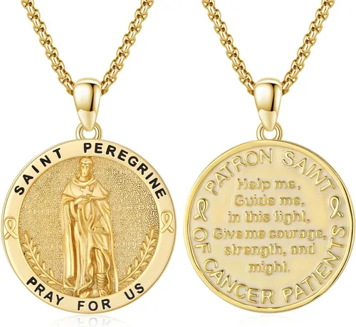 Miniatura 568 de Collar con colgante de plata de ley 925 con medalla de San Patrón, joyería religiosa para hombres y mujeres, con cadena de acero inoxidable 316L