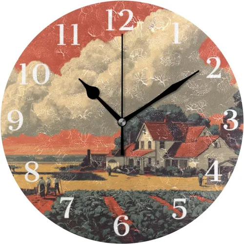 Miniatura 21 de Reloj de pared de amapola de maíz con flores azules, silencioso, sin tictac, funciona con pilas, 9.5 pulgadas para cocina, hogar, sala de estar