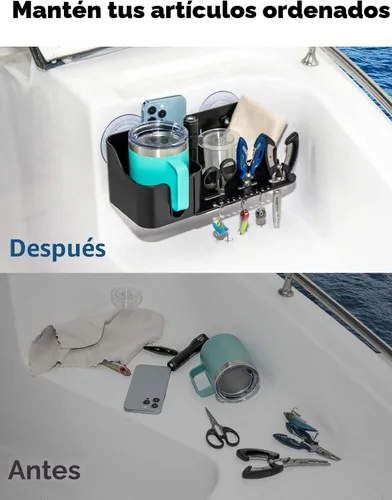 Miniatura 4 de KEMIMOTO Soporte para tazas de barco, organizador instalado con tornillos/ventosas en cualquier superficie plana, organizador de almacenamiento