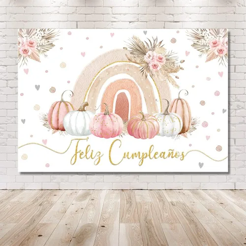 Miniatura 6 de MEHOFOND Pancarta de fondo bohemio de 7 x 5 pies con texto en inglés «Happy Birthday» para decoración de fiesta de cumpleaños, Día de Acción