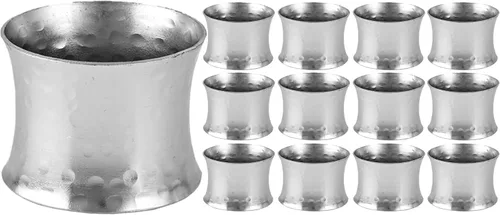 Miniatura 10 de Juego de 12 servilleteros decorativos de metal, modernos servilleteros martillados para decoración de fiestas, mesa de comedor, todos los días