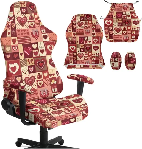 Miniatura 15 de Heart Gaming Chair Cover for Desk Chair Stretchy Armrest Covers Washable Ergonomic Office Seat Cover Dustproof Gaming Chairs Easy to Fit Home Office